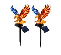 Solar Eagle Garden Light with Stake, 17.8in Personalized Patriotic Bald Eagle Yard Decor, America 250th Anniversary Outdoor Solar Light for 4th of July, Memorial Day, Lawn & Walkway (2Pcs)