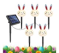 Solar Easter Lights Outdoor - Bunny & Carrot Garden Lighting, Waterproof Lawn Path Stakes, 40cm x 6.9cm + 2.5m Total Length Garland, High Grade PP Material - for Patio & Courtyard Landscaping