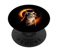 Solar Eclipse Cat August Space Design PopSockets Adhesive PopGrip