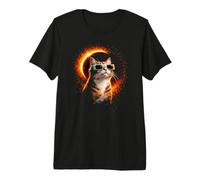 Solar Eclipse Cat August Space Design Premium T-Shirt