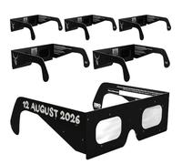 Solar Eclipse Glasses ISO 12312-2 & CE Certified - Safe Solar Viewing for Direct Sun & August 2026 Eclipse | Paper Cardboard Frame, Made in EU | For Kids & Adults | 6 Pack | Swing