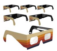 Solar Eclipse Glasses ISO 12312-2 & CE Certified - Safe Solar Viewing for Direct Sun & August 2026 Eclipse | Paper Cardboard Frame, Made in EU | For Kids & Adults | 6 Pack | Peace