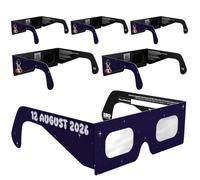 Solar Eclipse Glasses ISO 12312-2 & CE Certified - Safe Solar Viewing for Direct Sun & August 2026 Eclipse | Paper Cardboard Frame, Made in EU | For Kids & Adults | 6 Pack | Rocketrider