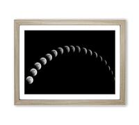 Solar Eclipse Moon Space Modern Framed Wall Art Print, Ready to Hang Picture for Living Room Bedroom Home Office Décor, Oak A3 (46 x 34 cm)