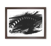 Solar Eclipse Moon Space V1 Modern Framed Wall Art Print, Ready to Hang Picture for Living Room Bedroom Home Office Décor, Walnut A4 (34 x 25 cm)