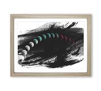 Solar Eclipse Moon Space V2 Modern Framed Wall Art Print, Ready to Hang Picture for Living Room Bedroom Home Office Décor, Oak A3 (46 x 34 cm)