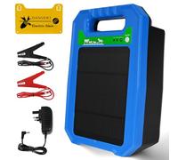 Solar Electric Fence Charger 5 KM, 0.5J Energizer with Rechargeable Solar Panel, IP55-rated, All-Day 24/7 Protection for Livestock, Cattle, Horses, Poultry, Predator Deterrent, Farm Use (Blue)