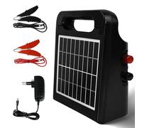 Solar Electric Fence Charger 5 KM, 0.5J Energizer with Rechargeable Solar Panel, IP55-rated, All-Day 24/7 Protection for Livestock, Cattle, Horses, Poultry, Predator Deterrent, Farm Use (Black)