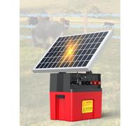 Solar Electric Fence Charger with Siren Alarm, 1.2Joules Fence Charger,12000mAh Battery&10W Solar Panel Fence Energizer, 20Miles Range Electric Fence Energizer Ideal for Livestock, Poultry