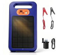 Solar Electric Fence Energizer, 0.3J Portable Solar Fence Charger with Day/Night Mode, IPX5 Waterproof, for Horses, Livestock, Cattle, Poultry