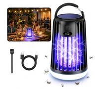 Solar Electric Fly Zapper, New Upgraded 2026 3-in-1 Fly Catcher Indoor Bug Zapper Dual-Wave, Rechargeable Mosquito Trap Lamp for Home Backyard Garden Camping, 3 Modes 360° Attract- 100% More Kills