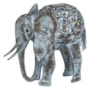 Solar Elephant Garden Ornament Light Up LED Animal Scroll Effect Grey