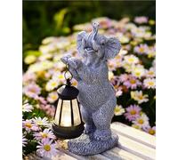 Solar Elephant Garden Ornament Statues & Sculptures for Outside, Outdoor Figurine Lights for Patio, Yard, Balcony,Housewarming Gifts，Garden Gifts
