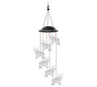 Solar Elephant Wind Chimes Waterproof LED Color Changing Light Hanging Lamp for Yard