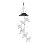 Solar Elephant Wind Chimes Waterproof LED Color Changing Light Hanging Lamp for Yard