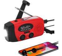 Solar Emergency Hand Crank Weather Radio, Portable Hand Crank Dynamo, AM/FM Bank Alarm Power SOS Radios LED & with Flashligh