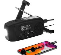 Solar Emergency Hand Crank Weather Radio, Portable Hand Crank Dynamo, AM/FM & SOS Power Alarm with Bank LED Radios Flashligh