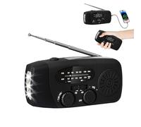 Solar Emergency Hand Crank Weather Radio,Wind up Fm Radio, Portable Battery Operated Fm Radio with SOS Alarm LED Flashlight 2000mAh Smart Phone USB Charger for Outdoor Camping Hiking (Black)