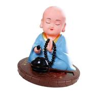 Solar Energy Buddhist Monk Sculpture Dashboard Decoration Ceramic Car Interior Ornament Little Monk Statue Solar Buddhist Shaking Figurine Ceramic Car Decor Symbolizing