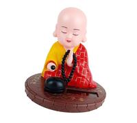 Solar Energy Buddhist Monk Sculpture Dashboard Decoration Ceramic Car Interior Ornament Little Monk Statue Solar Buddhist Shaking Figurine Ceramic Car Decor Symbolizing