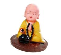 Solar Energy Buddhist Monk Sculpture Dashboard Decoration Ceramic Car Interior Ornament Little Monk Statue Solar Buddhist Shaking Figurine Ceramic Car Decor Symbolizing