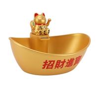 Solar Energy Lucky Cat Ornament, Solar Wealth Welcome Waving Hand Fortune Cat Statue, Good Luck Wealth Welcoming (MLY23099A 2 Champagne 23.5x17.5x14cm)