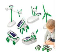 Solar Energy STEM Kit - DIY Building Project Set, 150g Educational Learning Toy, Renewable Power Model Kit, PP Science Activity Set | Solar Boat Plane Windmill Assembly Gift Boys For Classroom Home