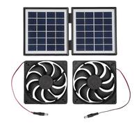 Solar Exhaust Fan Kit 2 Pack 10W Foldable Solar Panel Powered Ventilation Cooling Fan with Rain Proof Design for Outdoor Caravan Pet House Utility Room Chicken Coop Greenhouse (Black)