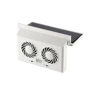 Solar Exhaust Fan - Solar Powered Car Fan, 2-Head Window Ventilation with Dual Adjustable Airflow, Quiet Cooling Fans for Cars Trucks RV, Heat-Resistant, Easy Install (White)
