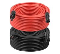 Solar Extension Cable 8AWG 50FT 2-Pack (Red + Black), PV Wire with Male/Female Solar Connectors, Weatherproof Solar Panel Wire for RV, Boat, Inverter, Off-Grid Systems
