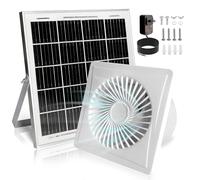 Solar Extractor Fan, 25W Solar Panel + 8" Fan, with Power Supply, Backflow Valve, High Speed Extractor Fan Powered by