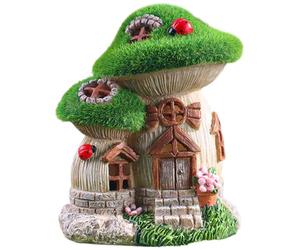 Solar Fairy House - Whimsical Resin Cottage Statue, Solar Led Decor | Glowing Miniature Garden Fairy House, Enchanted Outdoor Resin Sculpture for Patio Lawn Charm, Yard Fantasy Corner, Night