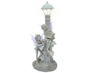 Solar Fairy Lamppost Statue Outdoor LED Ornament With Batter Backup