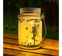 Solar Fairy Lantern Outdoor, Garden Ornaments Waterproof Hanging Frosted Glass Solar Mason Jar Lights LED Hanging Lamp for Table, Yard, Garden, Patio, Lawns Decoration Night Lights