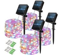 Solar Fairy Lights,4 Packs Total 480 LED 8 Modes & Timer Solar Powered String Lights, Waterproof Outdoor Copper Wire Lights for Garden Wedding Party(Multi-Color)