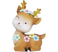 Solar Fairy Lights Deer Resin Ornament Cute Garden Decor Outdoor Waterproof LED String Light Feature 28cm Brown Figurine(Style B)