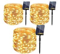 Solar Fairy Lights Outdoor, 12M/39FT 120 LED String Lights, 3 Pack Solar Powered Waterproof Garden Lights with 8 Modes, Bright Copper Wire Lights for Patio Yard Balcony Party Indoor/Outdoor Decor