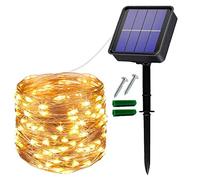 Solar Fairy Lights Outdoor,14M 120 LED Garden Lights Solar Powered Waterproof Silver Wire String Lights for Gazebo,Garden,Home, Terrace, Weddings, Party,Christmas Decoration (Warm White, 1 Pack)