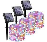 Solar Fairy Lights Outdoor, 3 Pack 46Ft 120LED Solar Garden Lights Waterproof, 8 Modes Copper Wire Decorative Solar String Lights for Trees, Garden, Patio, Party(Multi-Coloured)