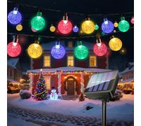 Solar Fairy Lights Outdoor, 8M/26Ft 30 LED Solar String Lights Waterproof, 8 Mode Solar Powered Crystal Ball Indoor/Outdoor Decorative Garden Lights for Patio, Yard, Party, Christmas (Multi-Coloured)