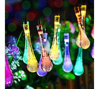 Solar Fairy Lights Outdoor, 9.5m 50LED LED LED Waterdrop Outdoor Fairy String Lights,Waterproof Raindrop Lamp for Tent Patio Tree Christmas Decoration (Multicolour)
