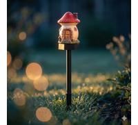 Solar Fairy-Tale Mushroom Cottage Garden Light,Auto Solar Power Mushroom Whimsical Resin Fairy House Stake,Water-Resistant Resin LED Decor with Auto On at Dusk for Flower Beds,Patio and Yard