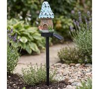 Solar Fairy-Tale Mushroom Cottage Garden Light,Auto Solar Power Mushroom Whimsical Resin Fairy House Stake,Water-Resistant Resin LED Decor with Auto On at Dusk for Flower Beds,Patio and Yard