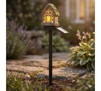 Solar Fairy-Tale Mushroom Cottage Garden Light,Auto Solar Power Mushroom Whimsical Resin Fairy House Stake,Water-Resistant Resin LED Decor with Auto On at Dusk for Flower Beds,Patio and Yard