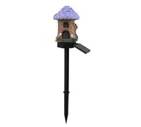 Solar Fairy-Tale Mushroom Cottage Landscape Pathway Light Waterproof LED Outdoor Lawn Lamp Courtyard Decoration Light for Spring Garden Walkway Patio Yard Backyard (Purple)