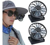 Solar Fan Clip On Fan for Cap 2Pcs Round Shape Solar Powered Fan Mini Energy-saving Hat Fan with 4 Vane 2V 0.2W Multipurpose Portable Fan for Outdoor Activities