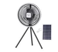 Solar Fan Floor and Desk Blower with Tripod Stand | Fan with Solar Panel and Light for Travel, Picnic, Park, Camping, Beach, Garden and Tent