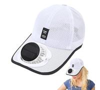 Solar Fan Hat, Baseball Cap with Fan - Hat Baseball Cap Fan Hat | UV Protection Beach Hat, Sports Hat with Cooling Fan, Breathable Hat for Camping, Cycling, Running, white,