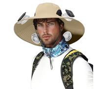 Solar Fan Hat,Hat with Fans Solar Power,Solar Fan Hats for Men,Wide Brim Fishing,Outdoor Hiking Cap with Built-in Solar Fans,Ideal for Camping and Sun (Black) Gwy425 (Khaki, One Size)