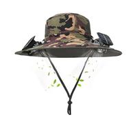 Solar Fan Hat - Wide Brim Sun Bucket Hat with Double Fans | Long-Lasting Efficient Breathable Cooling Device for Traveling Camping Sports Fishing Beach Camouflage